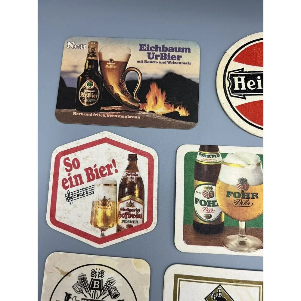 German Beer Mats Bier Lot of 14 European Coasters Pub Man Cave Job Lot Used
